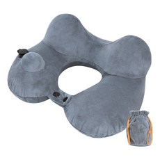 탐사 휴대용 똑딱이 에어펌프 목베개 + 파우치, 그레이 홈인테리어/침구 반품 최저가 9,640원