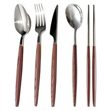 다드림 우드핸들 시리즈 커트러리 스푼 + 포크 + 나이프 + 숟가락 + 젓가락 세트, 브라운, 1세트 주방용품/수저/커트러리 반품 최저가 12,100원