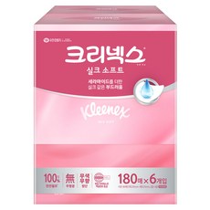크리넥스 실크소프트 천연펄프 미용티슈 2겹, 180매, 6개 생활용품/화장지/물티슈 반품 최저가 12,670원