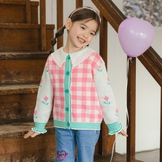 올리반 여아용 슈슈 플라워 체크 가디건 출산/유아동/유아동패션 반품 최저가 13,790원