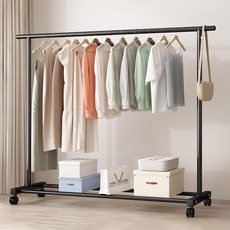 루만 튼튼한 철제 스탠드 이동식 행거 1단 1500, 블랙 홈인테리어/싱글하우스 반품 최저가 15,240원