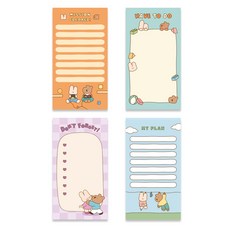 모노라이크 해피앤럭키 리틀즈 메모패드 Series 1 4종 세트, 01 Game, 02 Toy, 03 Touching, 04 Laundry, 1세트 문구/오피스/노트/메모지 반품 최저가 5,870원