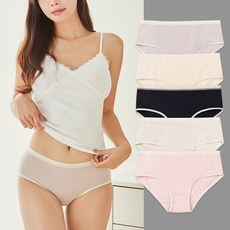 베이스알파에센셜 여성용 무형광 코튼 소프트 밴드 미디 팬티 5종 세트 스포츠/레저/여성스포츠의류 반품 최저가 7,990원