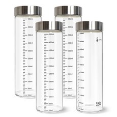 헬로키친 내열유리 눈금 유리병, 500ml, 4개 주방용품/밀폐저장/도시락 반품 최저가 16,340원