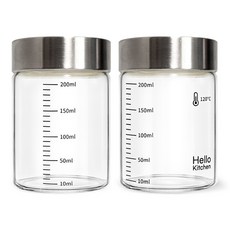 헬로키친 내열유리 눈금 유리병, 200ml, 2개 주방용품/밀폐저장/도시락 반품 최저가 7,150원