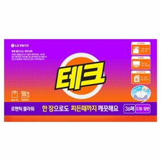 테크 간편 시트세제 일반드럼 겸용 로맨틱 플라워향, 36매입, 1개 생활용품/세탁세제 반품 최저가 8,970원