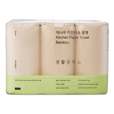 생활공작소 대나무 키친타올 롤형, 6롤, 1개 주방용품/일회용품/종이컵 반품 최저가 9,030원
