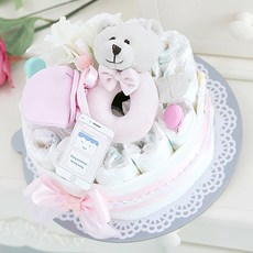 베이비베이커리 기저귀케익 베어 딸랑이 핑크 신생아 선물용, 1세트, 1개 생활용품/기저귀 반품 최저가 23,030원