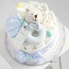 베이비베이커리 기저귀케익 베어 딸랑이 블루 신생아 선물용, 1세트, 1개 생활용품/기저귀 반품 최저가 45,080원