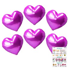 리빙다 하트 은박풍선 35cm, 푸치샤, 6개 문구/오피스/파티/이벤트 반품 최저가 3,060원