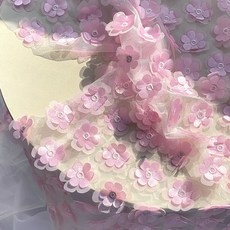 나비손길 트윙클 플라워 입체망사 레이스 원단, 핑크 홈인테리어/원단 반품 최저가 15,190원