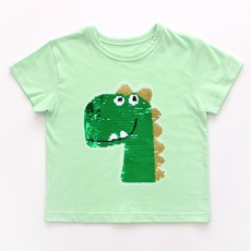 아동용 통기성 반전 공룡 스팽글 반팔 티셔츠 출산/유아동/유아동패션 반품 최저가 9,340원