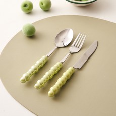 라펠라 디너 커트러리 세트, 디너 스푼 + 디너 포크 + 디너 나이프, 그린, 1세트 주방용품/수저/커트러리 반품 최저가 7,040원