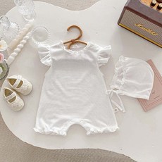 살루테 아동용 프릴 리플 롬퍼 모자 세트 출산/유아동/출산준비물/선물 반품 최저가 9,560원