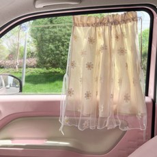 오토크루 차량용 레이스 이중 햇빛가리개 커튼 일자형 AC-S04, 데이지, 1개 자동차용품/인테리어 반품 최저가 8,590원