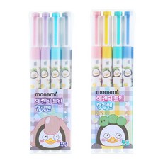 모나미 펭수 트윈 형광펜 프레시에어 4색 세트, 파스텔핑크 + 파스텔퍼플 + 파스텔블루 + 쿨그레이2, 1세트 문구/오피스/학용품/수업준비 반품 최저가 1,750원