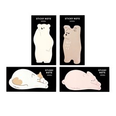 아이코닉 애니멀 점착메모지 4종세트, WHITEBEAR + BROWNBEAR + RABBIT + CAT, 40매, 1세트 문구/오피스/학용품/수업준비 반품 최저가 6,580원