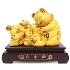 사라코 황금 복돼지 7가족 조각상, 황금색 홈인테리어/홈데코/디퓨저 반품 최저가 40,210원