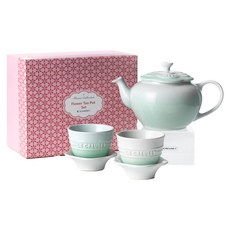 르크루제 플라워 티팟 세트, 1세트, 티팟 500ml + 티잔 100ml(2p), 아이스그린 주방용품/주전자/커피/티용품 반품 최저가 56,210원