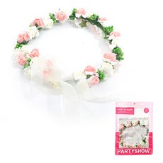 파티쇼 브라이덜샤워 파티 웨딩 꽃 화관, 화이트피치, 1개 문구/오피스/파티/이벤트 반품 최저가 5,540원