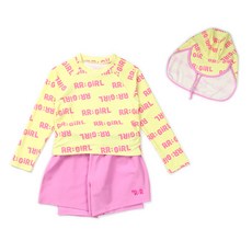 알로봇 여아용 레터링크롭 래쉬가드 상하의 + 모자 세트 출산/유아동/유아동패션 반품 최저가 70,520원