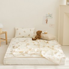 쉬즈홈 국내제조 유아용 인견 여름이불 + 베개 솜포함 세트, 테디베어 베이지 출산/유아동/유아동침구 반품 최저가 22,420원