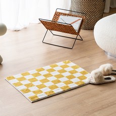 한빛카페트 장모 체크보드 주방 발매트, 옐로우 홈인테리어/카페트/쿠션 반품 최저가 7,520원
