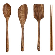 쓰임 에센셜 우드 조리도구 4종 세트, 사각뒤집개 중 + 멀티뒤집개 + 볶음스푼 대 + 튀김젓가락, 혼합색상, 1세트 주방용품/주방조리도구 반품 최저가 5,670원
