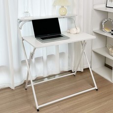 레퓰리 원터치 접이식 튜브 컴퓨터 수납 선반형 2단 테이블, 화이트 문구/오피스/사무용품 전문관 반품 최저가 35,280원