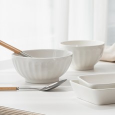 쓰임 국산 마일드 캔디 공기대접 세트, 화이트, 공기 + 대접, 1세트 주방용품/그릇/홈세트 반품 최저가 10,040원 로켓배송