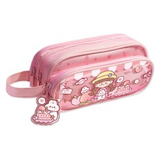동아피엠에스 3포켓 귀여운 소녀 손잡이 대용량 파우치형 필통, 피치케이크, 1개 문구/오피스/학용품/수업준비 반품 최저가 9,900원