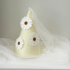 미미파티 데이지 베일 레이스 꼬깔 모자, 화이트 + 아이보리, 1개 완구/취미/역할놀이 반품 최저가 4,540원
