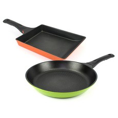 키친아트 뉴 본 다이아몬드 프라이팬 세트 2개, 그린 + 오렌지, 후라이팬 28cm + 계란말이팬 24cm, 1세트 주방용품/냄비/프라이팬 반품 최저가 19,360원