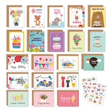 동아피엠에스 미니 생일 축하 카드 20p + 봉투 20p + 스티커 2p 세트, 혼합색상 문구/오피스/카드/엽서/봉투 반품 최저가 5,800원