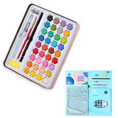수체화 고체물감 미술팔레트 세트 블루, 36색 문구/오피스/미술/화방용품 반품 최저가 13,020원