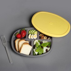 실리팡베베 유아용 타원형 + 파우치, YELLOW, 식판 + 파우치, 1개 출산/유아동/이유용품/유아식기 반품 최저가 23,040원