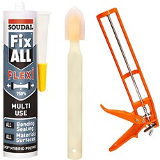 수달 픽스올 플렉시 무취 고탄성 방수 강력접착 실리콘 화이트 290ml + 플라스틱 건 + 실리콘 헤라, 1세트 홈인테리어/셀프인테리어 반품 최저가 16,400원