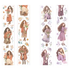 올리브파티 인물 소녀 스티커 실키드림 디자인 감성 롤스티커 2종 세트, 1세트, 오렌지, 퍼플 문구/오피스/데코/포장용품 반품 최저가 6,470원