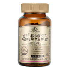 솔가 네이처바이트 종합비타민 위드 미네랄, 90정, 1개 헬스/건강식품/비타민/미네랄 반품 최저가 79,100원