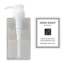 아루아 욕실 주방 사각 디스펜서 일반펌프 450ml + 세제 스티커 세트, 1세트, 투명 홈인테리어/욕실용품 반품 최저가 5,200원