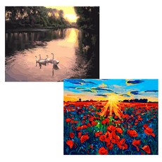 헬로페인팅 DIY그림그리기 캔버스도면 빨간꽃천국 2p 세트, 빨간꽃천국, 숲속오후, 1개 문구/오피스/미술/화방용품 반품 최저가 3,210원