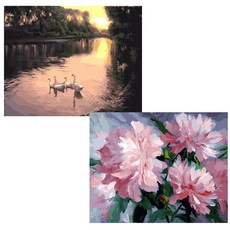 헬로페인팅 DIY 그림그리기 캔버스 도면 아름다운세송이꽃 2p 세트, 아름다운세송이꽃, 숲속오후, 1개 문구/오피스/미술/화방용품 반품 최저가 4,110원