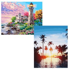 헬로페인팅 DIY 그림그리기 캔버스 도면 야자수 2p 세트, 야자수, 화려한우리집, 1개 문구/오피스/미술/화방용품 반품 최저가 4,110원