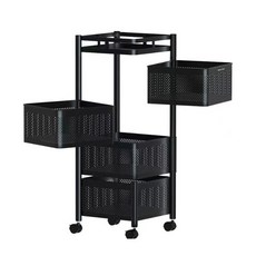 마켓플랜 이동식 트롤리 다층수납 회전 선반 28x79cm 4단, 블랙 홈인테리어/싱글하우스 반품 최저가 25,540원