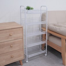 마켓플랜 라이트 메쉬 철제 트롤리 5단 45 x 27 x 103 cm, 화이트 홈인테리어/싱글하우스 반품 최저가 20,880원