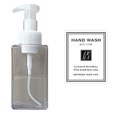 아루아 욕실 주방 사각 디스펜서 거품펌프 450ml + 핸드워시 스티커 세트, 투명(거품펌프), 1세트 생활용품/욕실정리용품 반품 최저가 4,870원