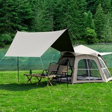 인앤캠핑 360도 6면 개방형 블랙코팅 원터치 팝업 텐트 풀세트, 베이지, 5~6인용 스포츠/레저/캠핑전문관 반품 최저가 85,890원