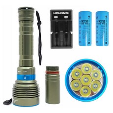미나티 전문가용 7구 충전식 수중 랜턴 LED 후레쉬 J46 + 5000mAh 풀세트, 1세트, 카키 홈인테리어/안전/호신용품 반품 최저가 74,610원