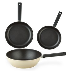 퀸센스 샌드 후라이팬 세트 3개, 베이지, 후라이팬 28cm + 후라이팬 24cm+ 궁중팬 24cm, 1세트 주방용품/냄비/프라이팬 반품 최저가 28,650원
