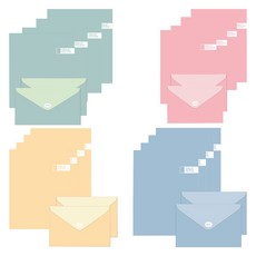 톡톡팬시 CMYK컬러 편지지 4종 x 4p + 봉투 4종 x 2p 세트, 스카이블루, 코랄핑크, 옐로우, 민트블루, 1세트 문구/오피스/카드/엽서/봉투 반품 최저가 6,000원